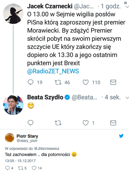 Wpis byłej premier Beaty Szydło