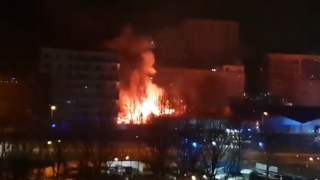 Pożar w Lidlu w Warszawie