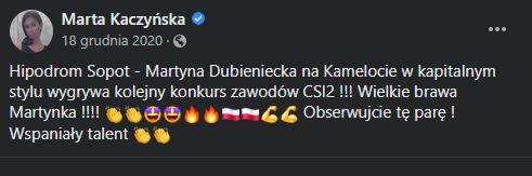 Marta Kaczyńska gratuluje córce