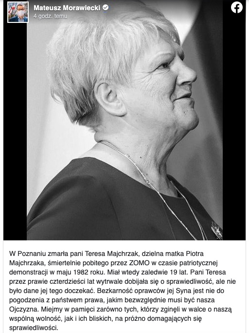 Nie żyje Teresa Majchrzak