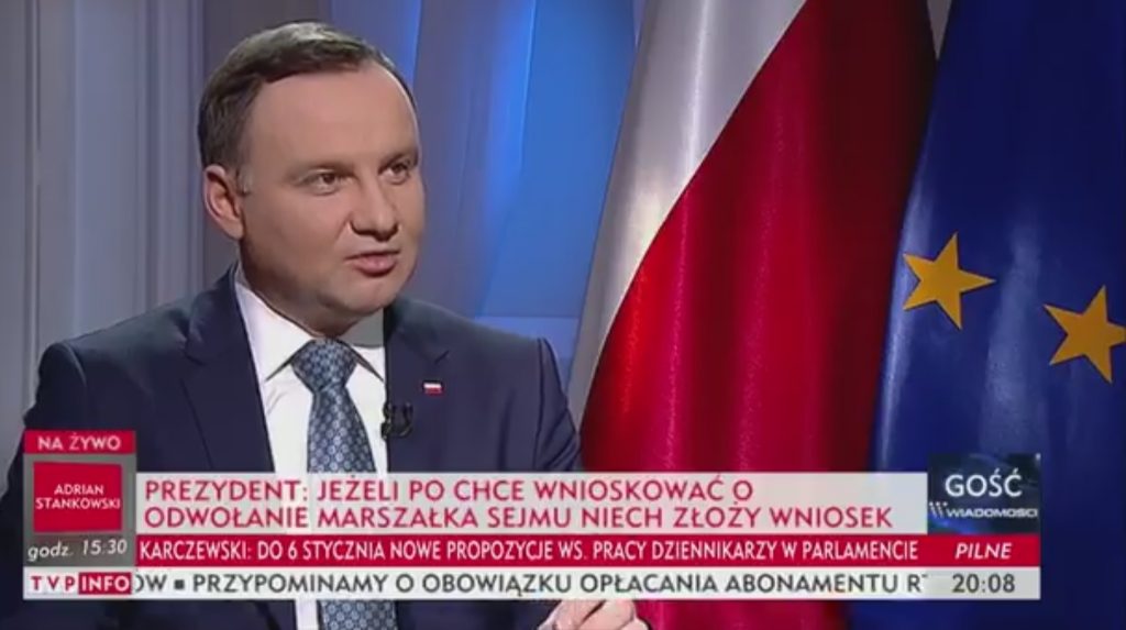 Prezydent: Protestujący powinni przeprosić prezesa Kaczyńskiego (video)