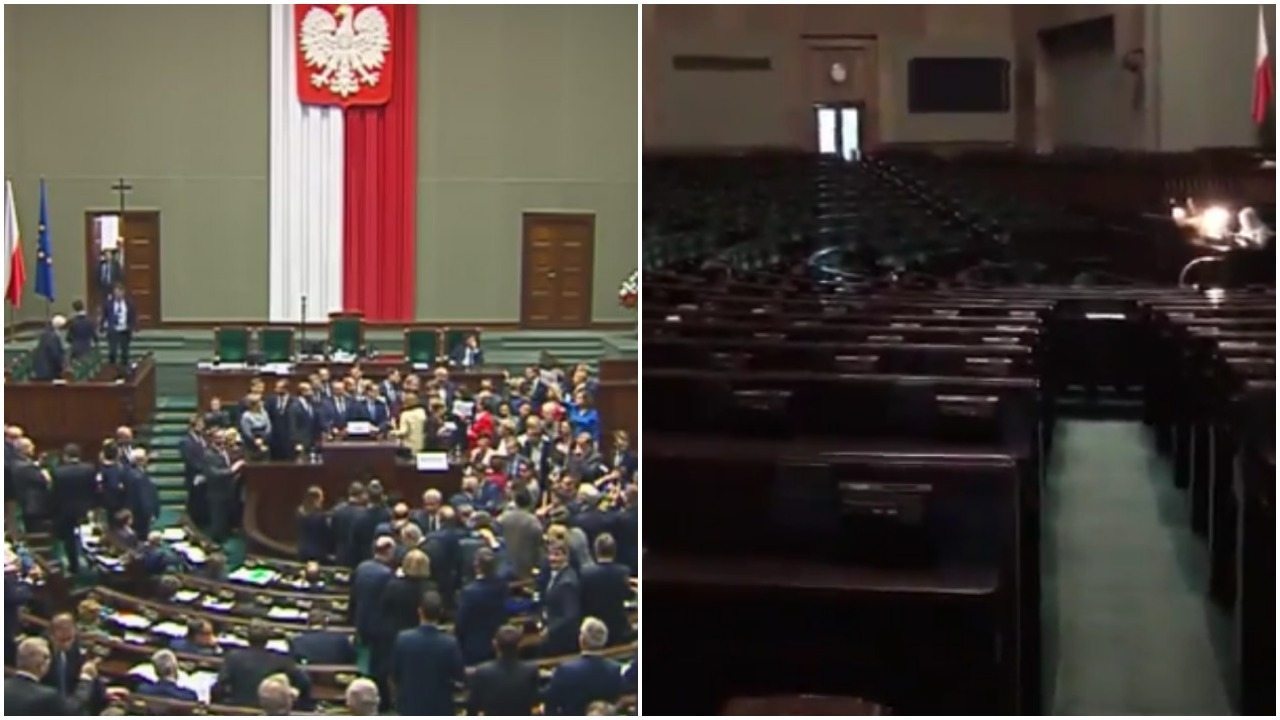Sala Plenarna świeci pustkami. Koniec protestu czy manipulacja PiS? 2 wersje (video)