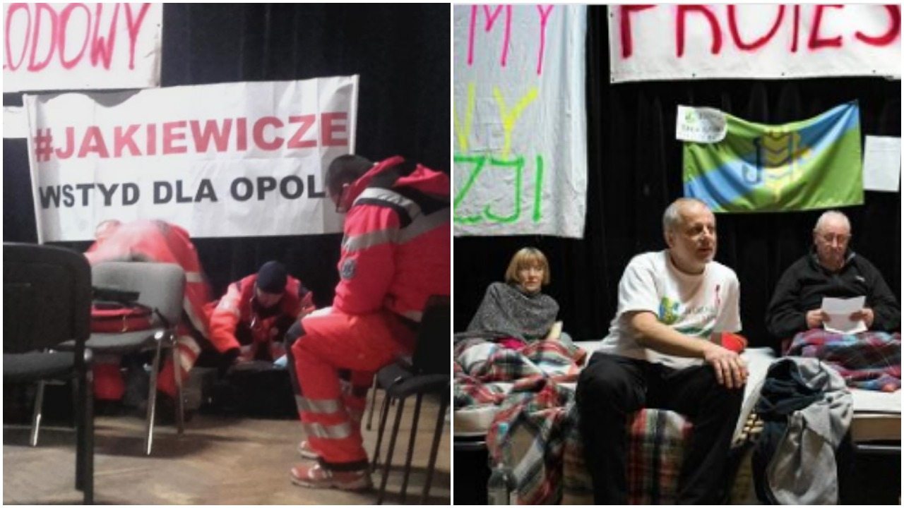 Głodówka w Dobrzeniu. Pogotowie musiało ratować kolejnego protestującego (zdjęcia)