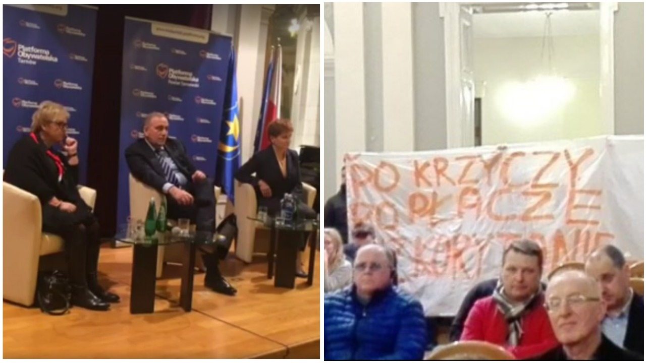 Narodowcy zaatakowali Schetynę na spotkaniu. "Niemieckie psy!" (video)