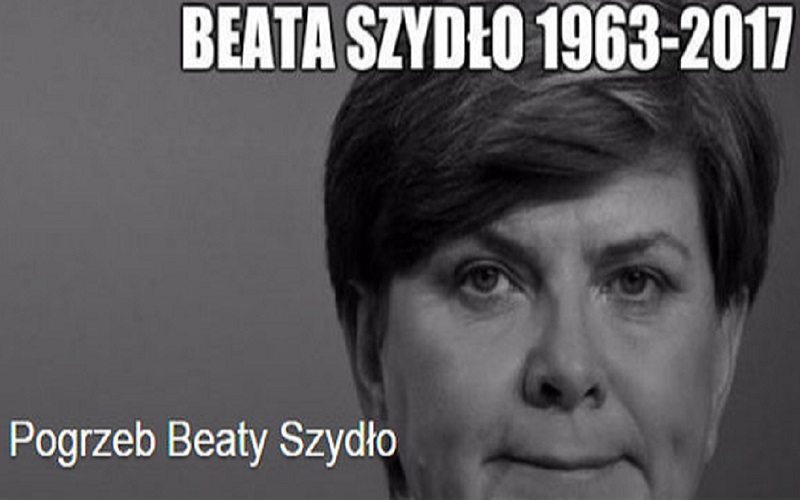 "Premier Beata Szydło zmarła, będzie pogrzeb" - skandal w sieci (FOTO)