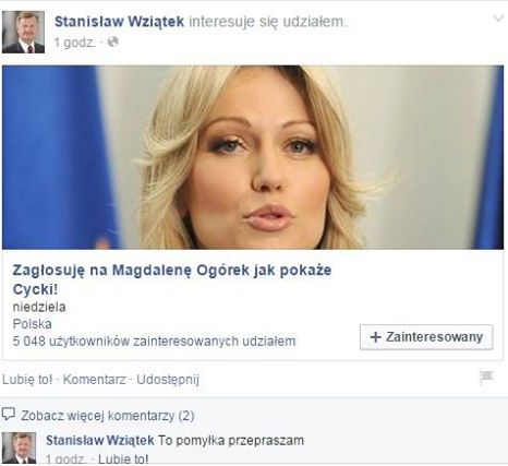 Poseł SLD: "Zagłosuję na Ogórek jak pokaże cycki"