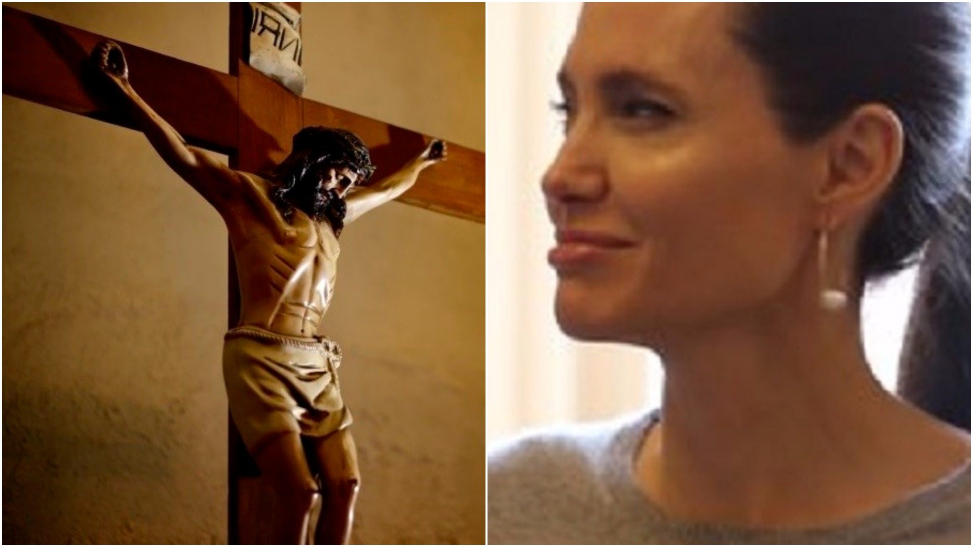 Chrześcijanie oburzeni zachowaniem Angeliny Jolie. Pokazała arcybiskupowi sterczące sutki (foto)