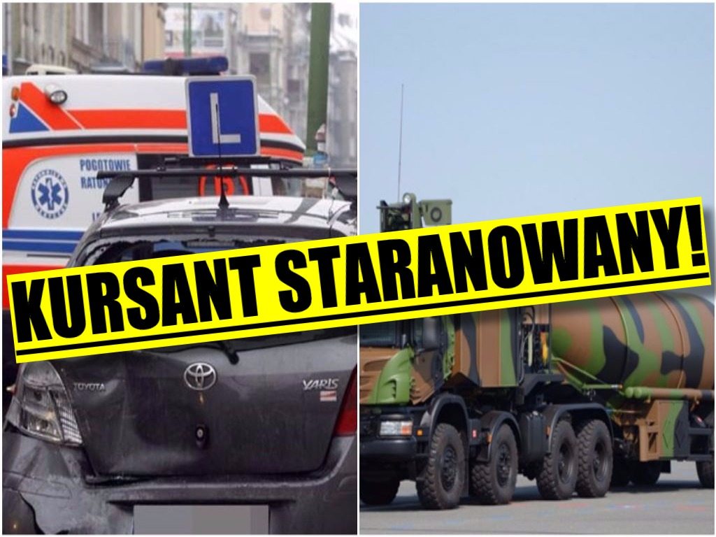 Cysterna amerykańskiego wojska STARANOWAŁA polski samochód nauki jazdy (VIDEO)