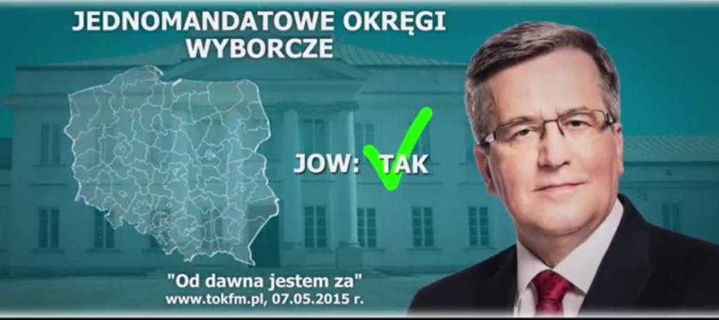 Nowy spot Komorowskiego "Jestem za JOW-ami" Przejmie wyborców Kukiza?