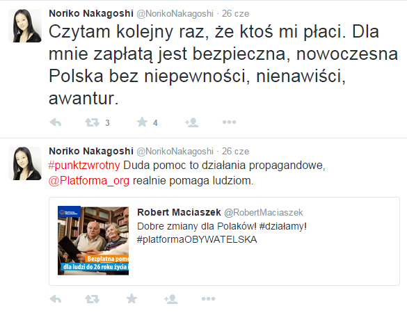 Japończycy na twitterze w służbie PO