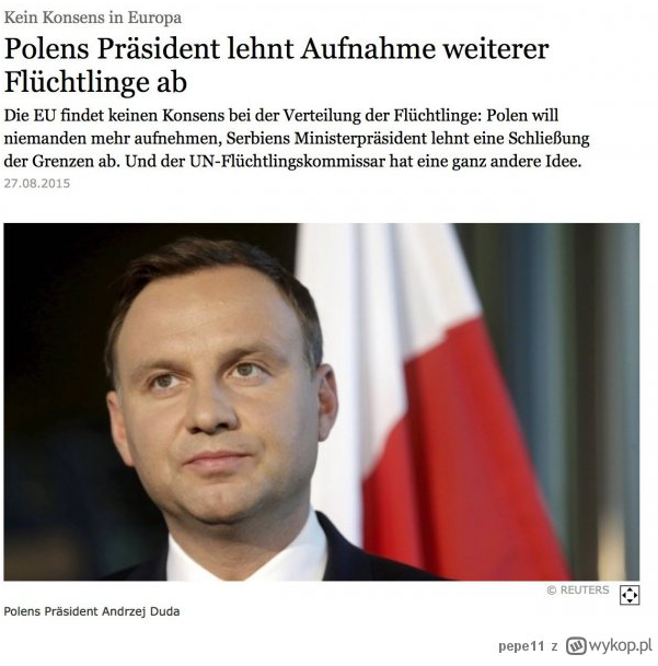 Prezydent Duda odmawia Niemcom przyjęcia od nich imigrantów
