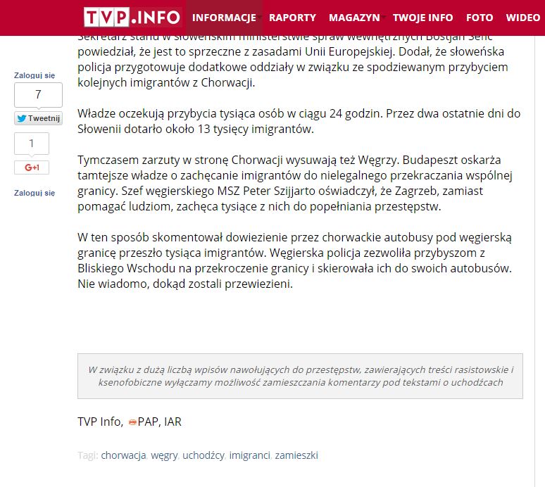 TVP Info blokuje komentarze pod artykułami o imigrantach