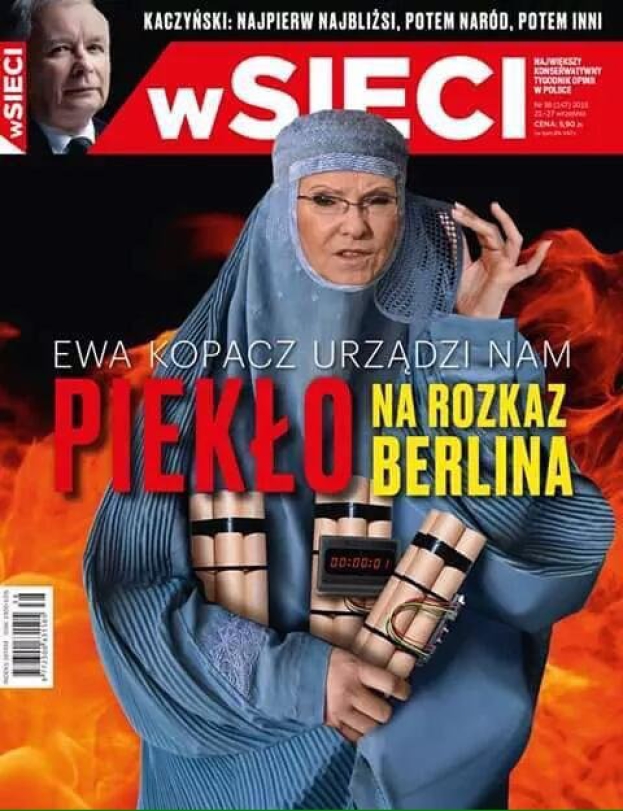 Ewa Kopacz jako islamska terrorystka na okładce tygodnika
