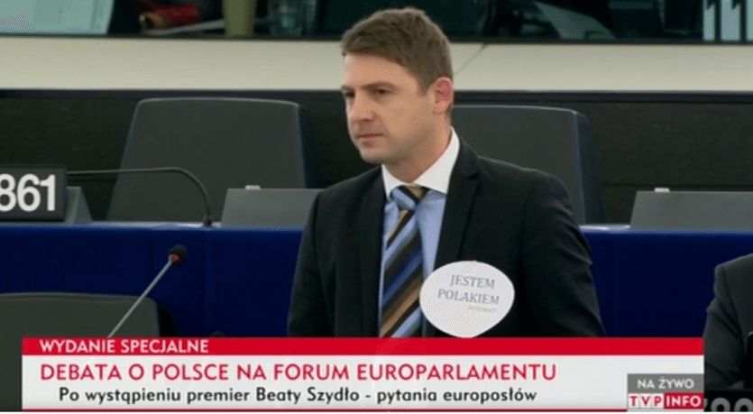 Happening czeskiego posła w Europarlamencie: Jestem Polakiem (video)