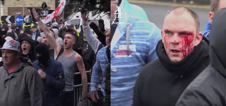 UK: Neonaziści dostają potężne lanie. Obroniła ich policja (video)