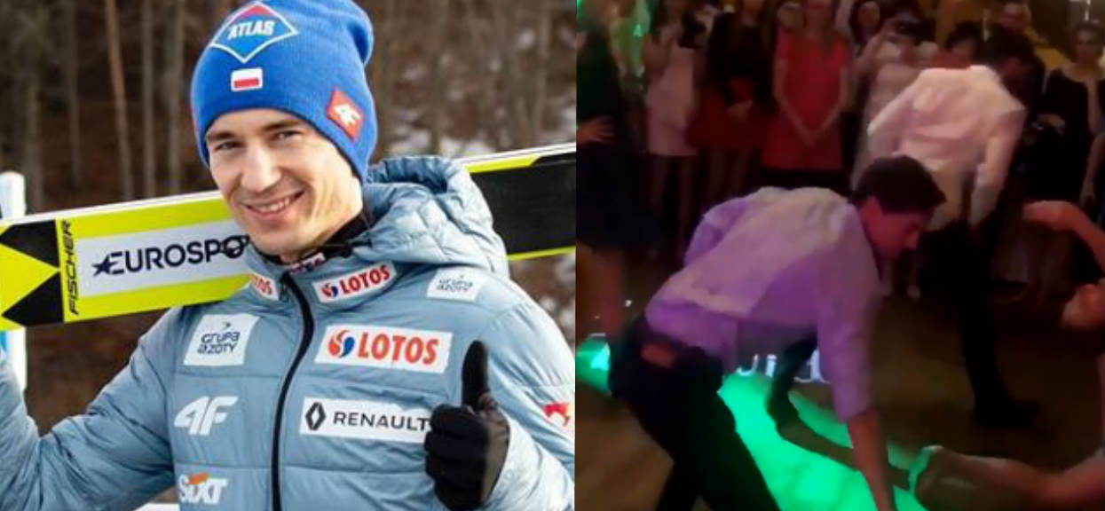 Odbiera mowę, tak Kamil Stoch tańczył na ślubie Kubackiego. Justynę Żyłę zamuruje, gdy to zobaczy