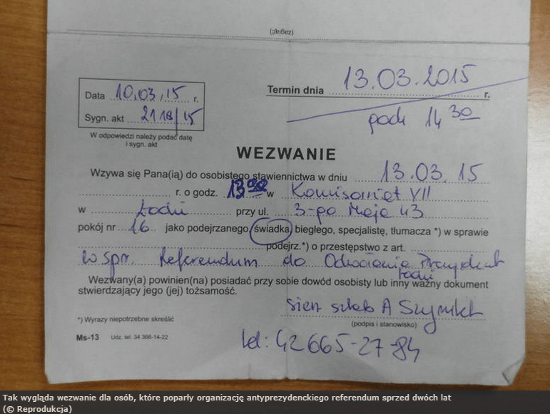 Dałeś podpis na referendum? Możesz być wezwany na policję
