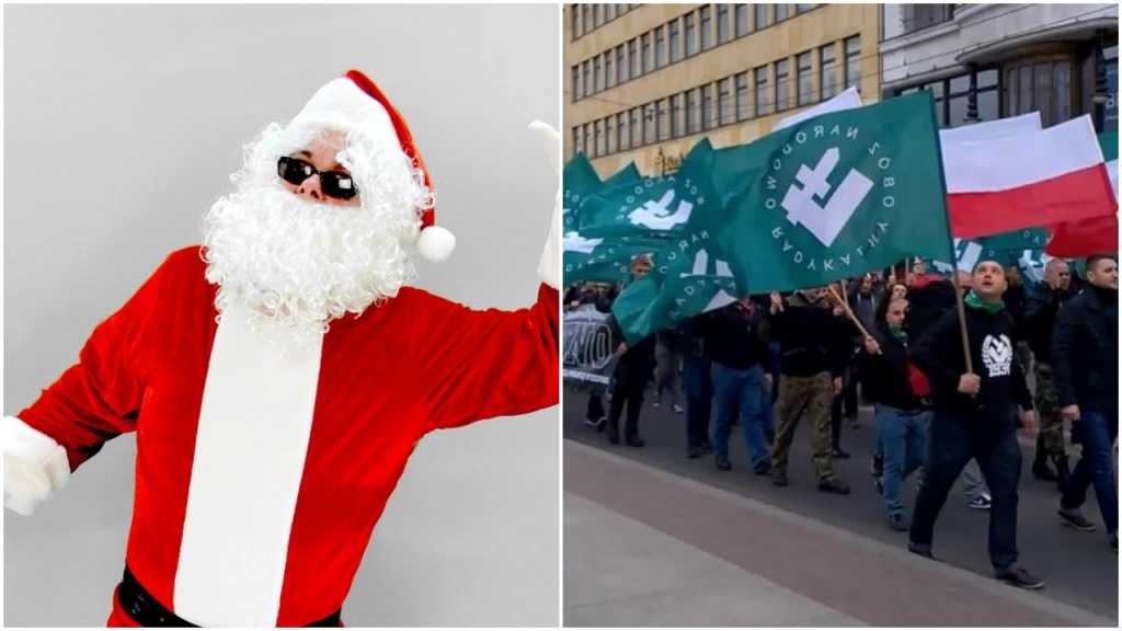 Mikołaj z falangą na ramieniu. Święty z ONR zabawiał dzieci w Białymstoku (FOTO)