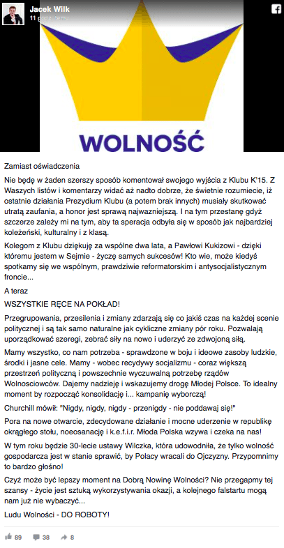 Trzęsienie! Poseł opuszcza klub, nowa partia w Sejmie