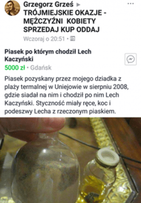 piasek po którym chodził lech kaczyński prezydent