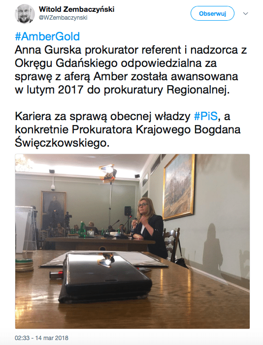Prokurator pracująca przy sprawie Amber Gold awansowana