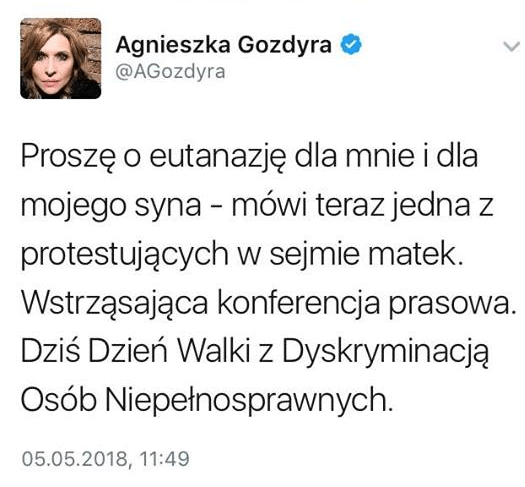 Protest rodziców niepełnosprawnych