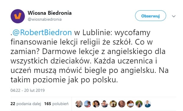 Wiosna publikuje postulat